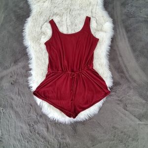 2/$15 Red Romper Sleeveless Tie String Shorts S